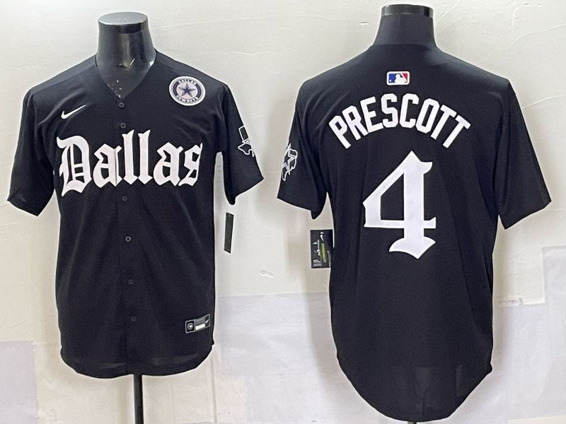 Men 2025 Nike Dallas Cowboys 4 Prescott Black 5th generation Joint Name Limited NFL Jersey 015